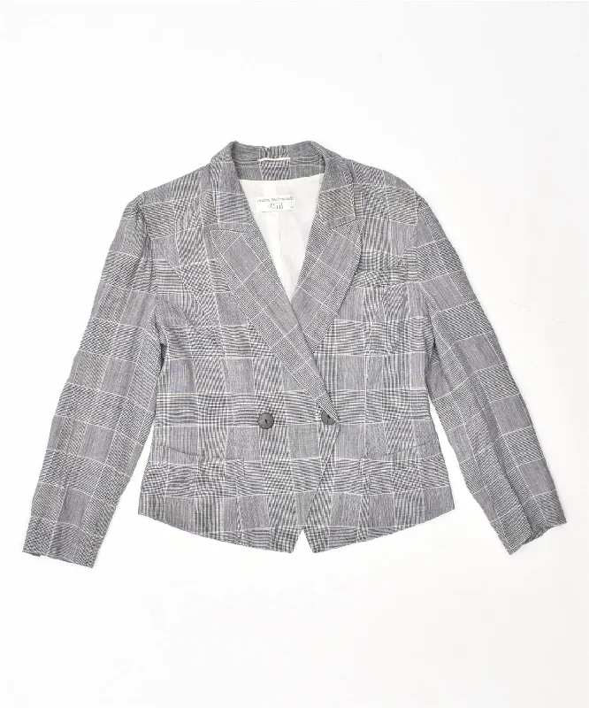 VINTAGE Womens Double Breasted Blazer Jacket EU 36 Small Grey Viscose