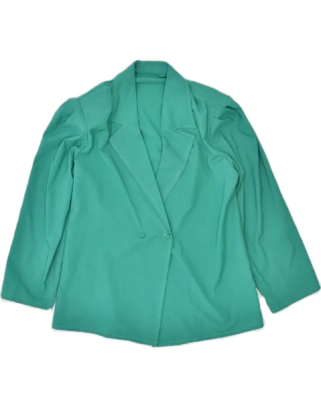 VINTAGE Womens Double Breasted Blazer Jacket UK 14 Medium Green