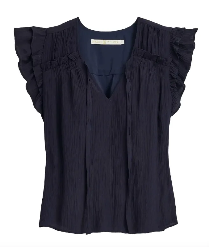 Women's Phoebe Silk Blend Sleeveless Blouse In Midnight