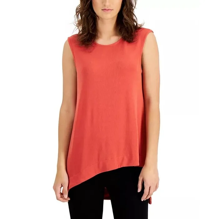 Alfani Women's Asymmetrical Sleeveless Top Red Size XX Large - XX-Large