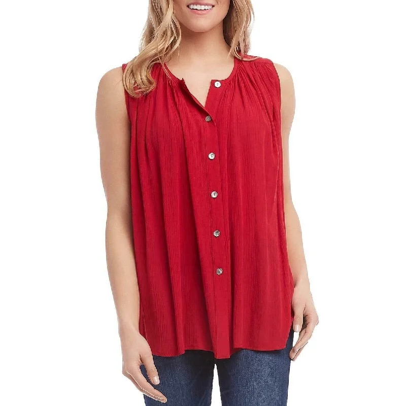 Karen Kane Women's Sleeveless Pleated Top Red Size X-Large