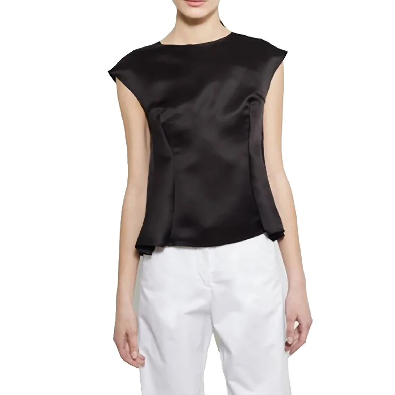 Silk Sleeveless Top In Black