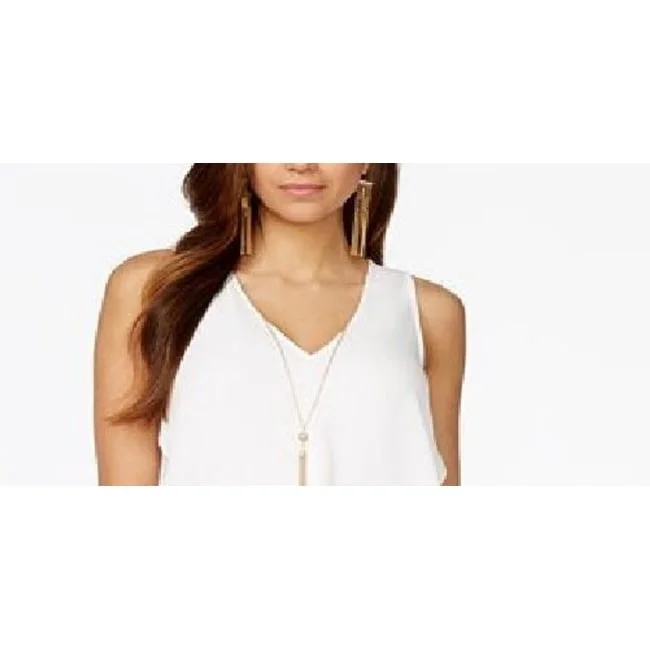 Thalia Sodi Women's Sleeveless Necklace Top White Size Small