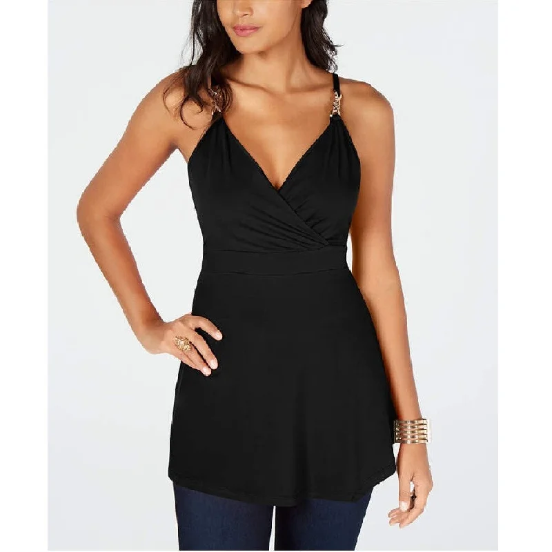 Thalia Sodi Women's Surplice-Neck Sleeveless Top Black Size Extra Large - X-Large