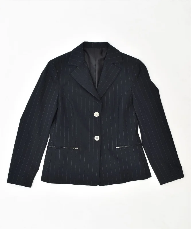 VINTAGE Womens 2 Button Blazer Jacket IT 44 Medium Navy Blue Polyester