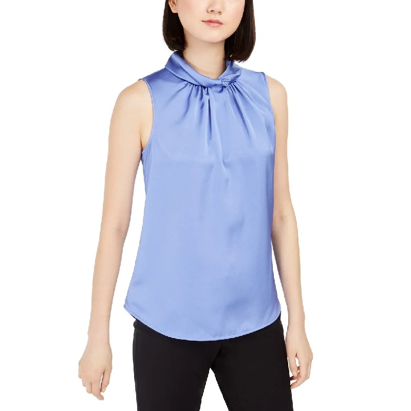 Anne Klein Women's Twist-Collar Sleeveless Top Blue Size 2 - 12