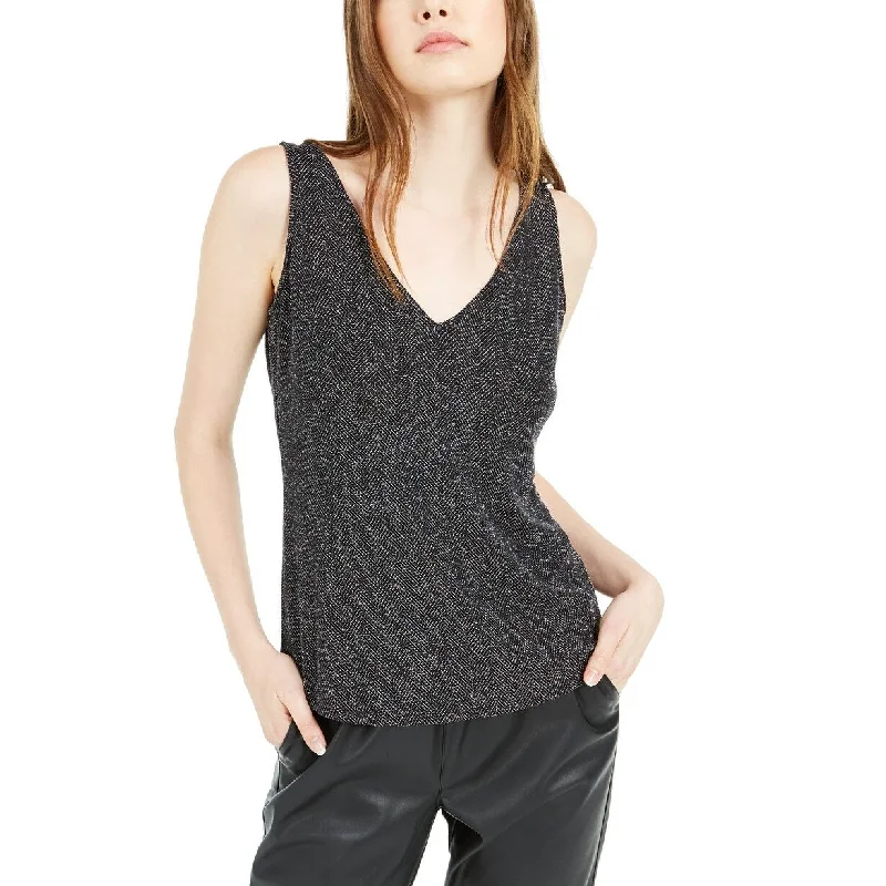 Bar III Women's Glitter Sleeveless Top Black Size Extra Large - X-Large