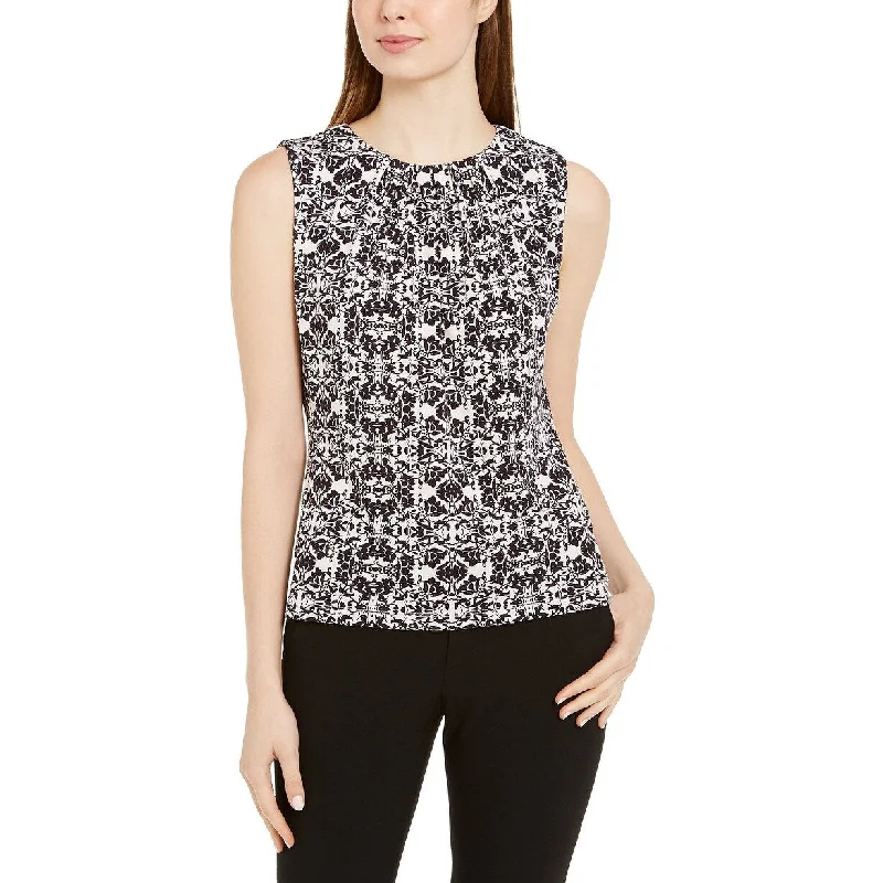 Calvin Klein Women's Printed Sleeveless Top Black Size Extra Large