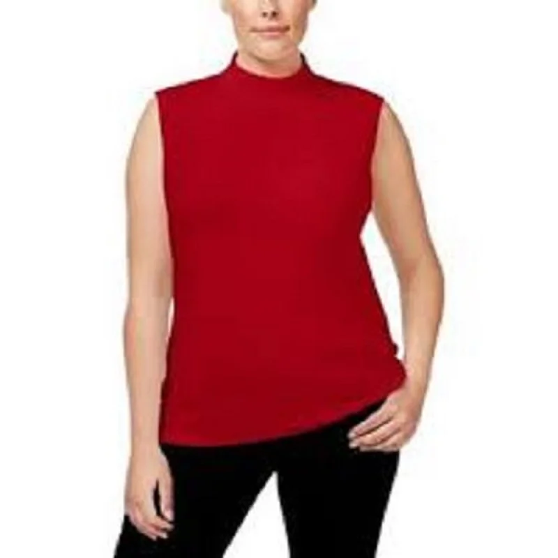 Karen Scott Women's Mock-Neck Sleeveless Top Red Size Medium