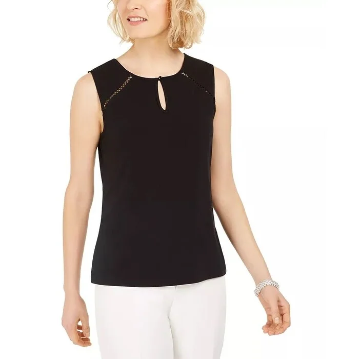 Kasper Women's Sleeveless Keyhole Top Black Size X-Large