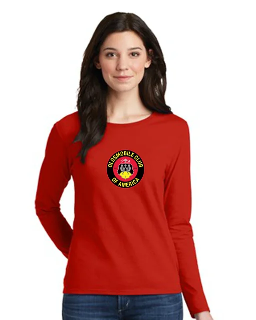 OCA Oldsmobile Club of America Ladies' 5.3 oz. Gildan Heavy Cotton Missy Fit Long-Sleeve T-Shirt