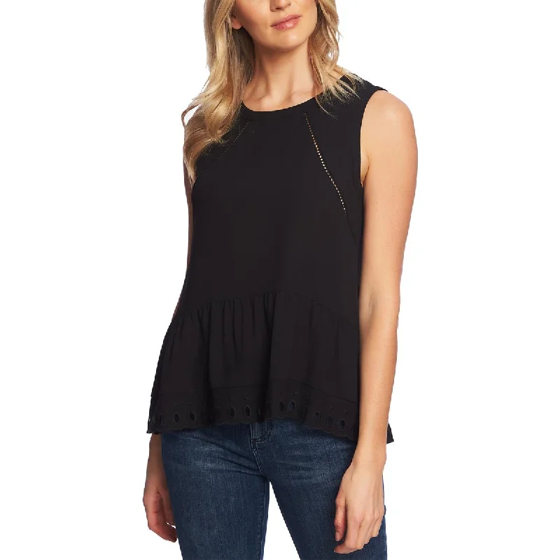 1.State Womens Sleeveless Eyelet Blouse