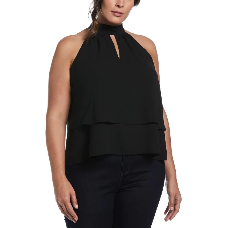 Ella Rafaella Womens Plus Keyhole Sleeveless Blouse