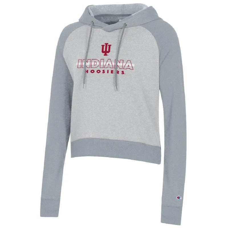 Ladies Indiana Hoosiers Triumph Fleece Colorblock Cropped Hoodie