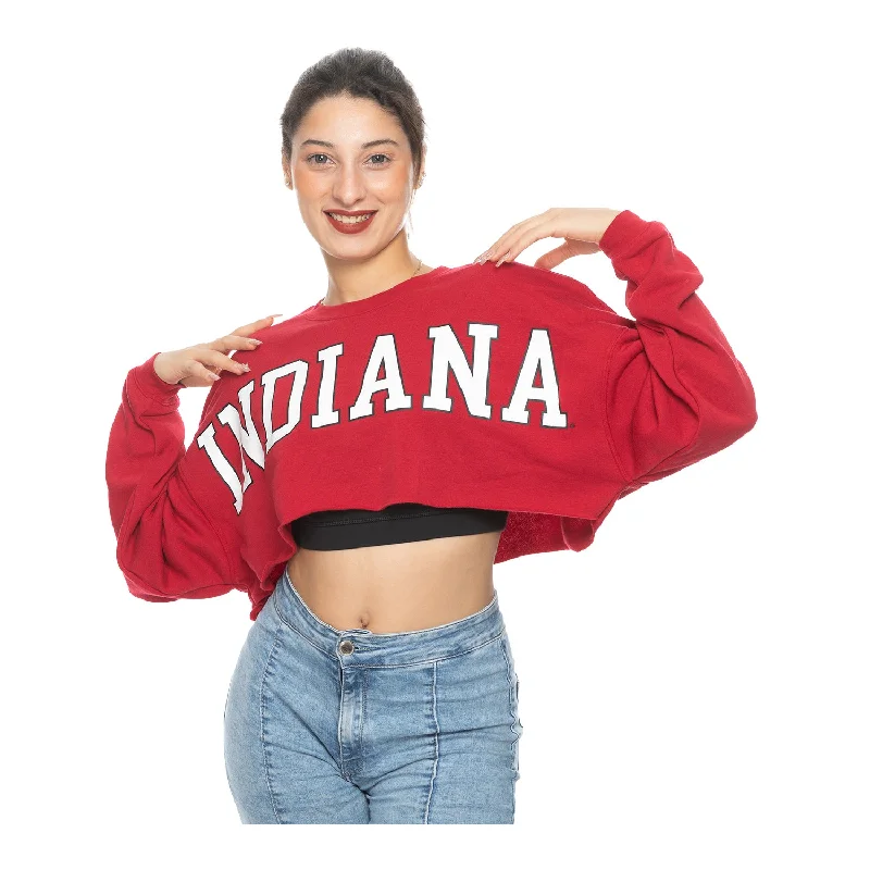 Ladies Indiana Hoosiers Fleece Uber Crimson Crew Crop