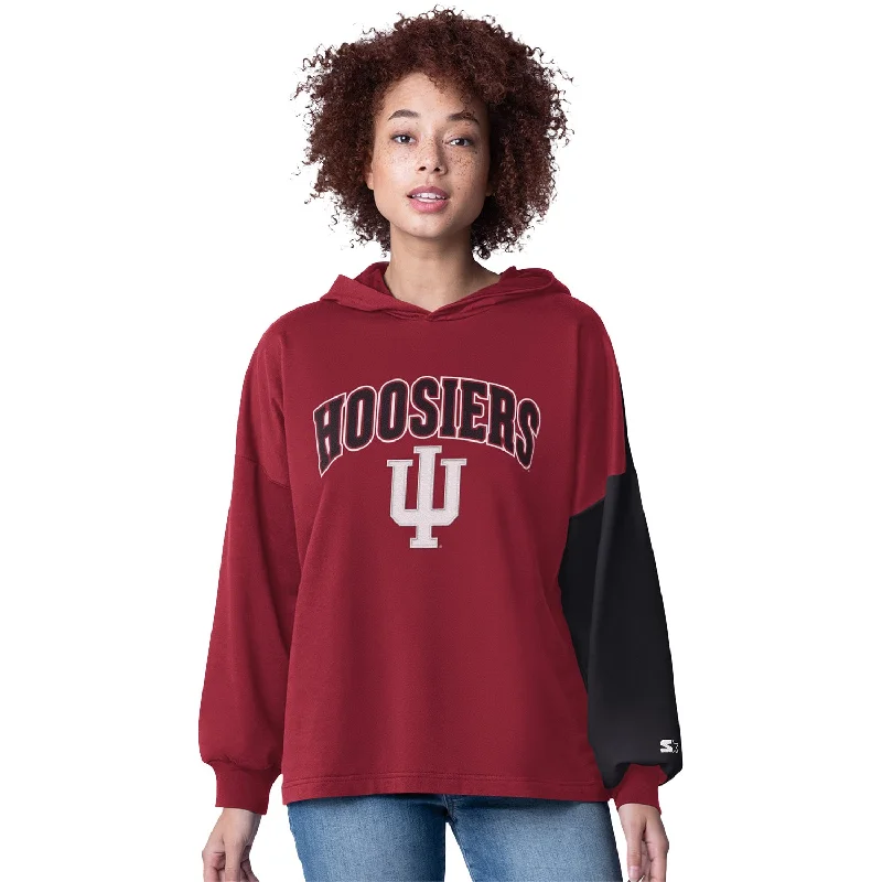 Ladies Indiana Hoosiers Power Move Hooded Crimson Sweatshirt