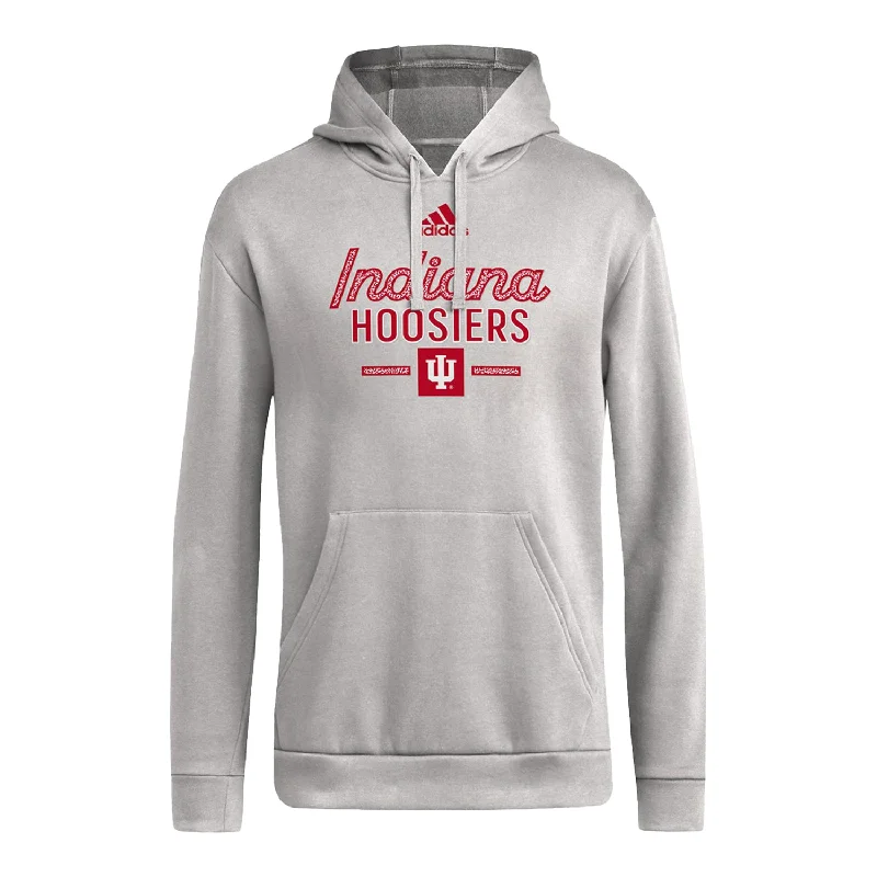 Ladies Indiana Hoosiers Adidas Hooded Grey Sweatshirt