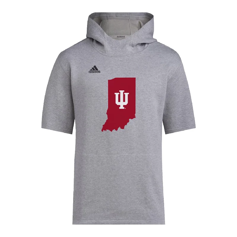 Indiana Hoosiers Adidas Reverse Retro State Short Sleeve Hoodie