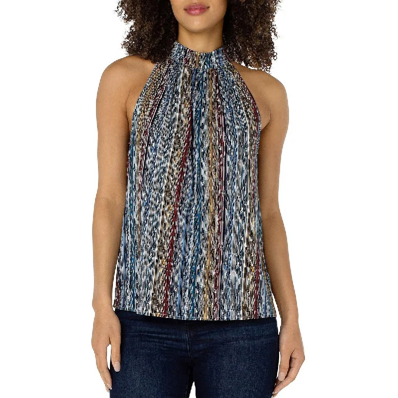 Liverpool Los Angeles Womens Ikat Sleeveless Halter Top