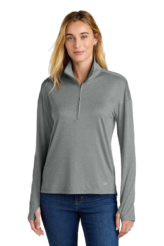 New Era Womens Power Moisture Wicking 1/4 Zip Sweatshirt - Heather Shadow Grey - COMING SOON