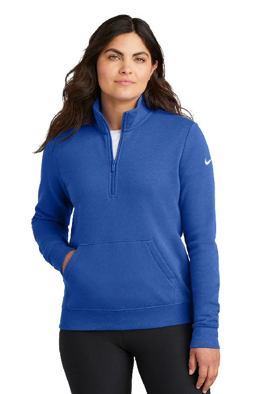 Nike Womens Club Fleece 1/4 Zip Sweatshirt w/ Kangaroo Pocket - Game Royal Blue - COMING SOON