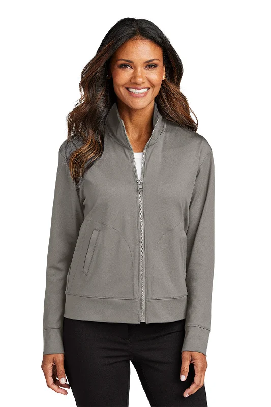 Port Authority Womens C-FREE Double Knit Moisture Wicking Full Zip Sweatshirt w/ Pockets - Smoke Grey - COMING SOON