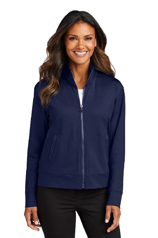 Port Authority Womens C-FREE Double Knit Moisture Wicking Full Zip Sweatshirt w/ Pockets - True Navy Blue - COMING SOON